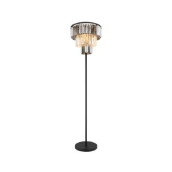 Naxis gulvlampe, sort/røggrå, højde 160 cm, krystal