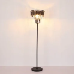 Naxis gulvlampe, sort/røggrå, højde 160 cm, krystal