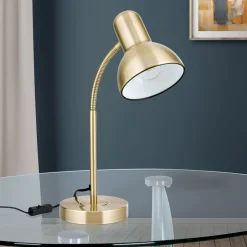 Nemo skrivebordslampe, fleksibel, antik messing