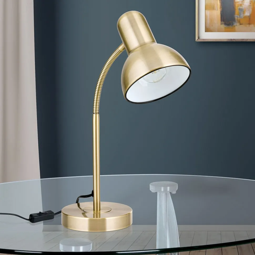Nemo skrivebordslampe, fleksibel, antik messing