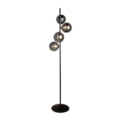 Neptun gulvlampe med røgglaskugler, sort