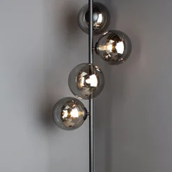 Neptun gulvlampe med røgglaskugler, sort