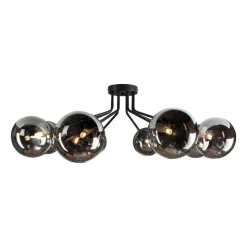 Neptun loftlampe, sort, 8 røgglaskugler