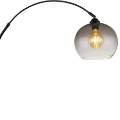 Newcastle gulvlampe, højde 196 cm, sort mat/røggrå