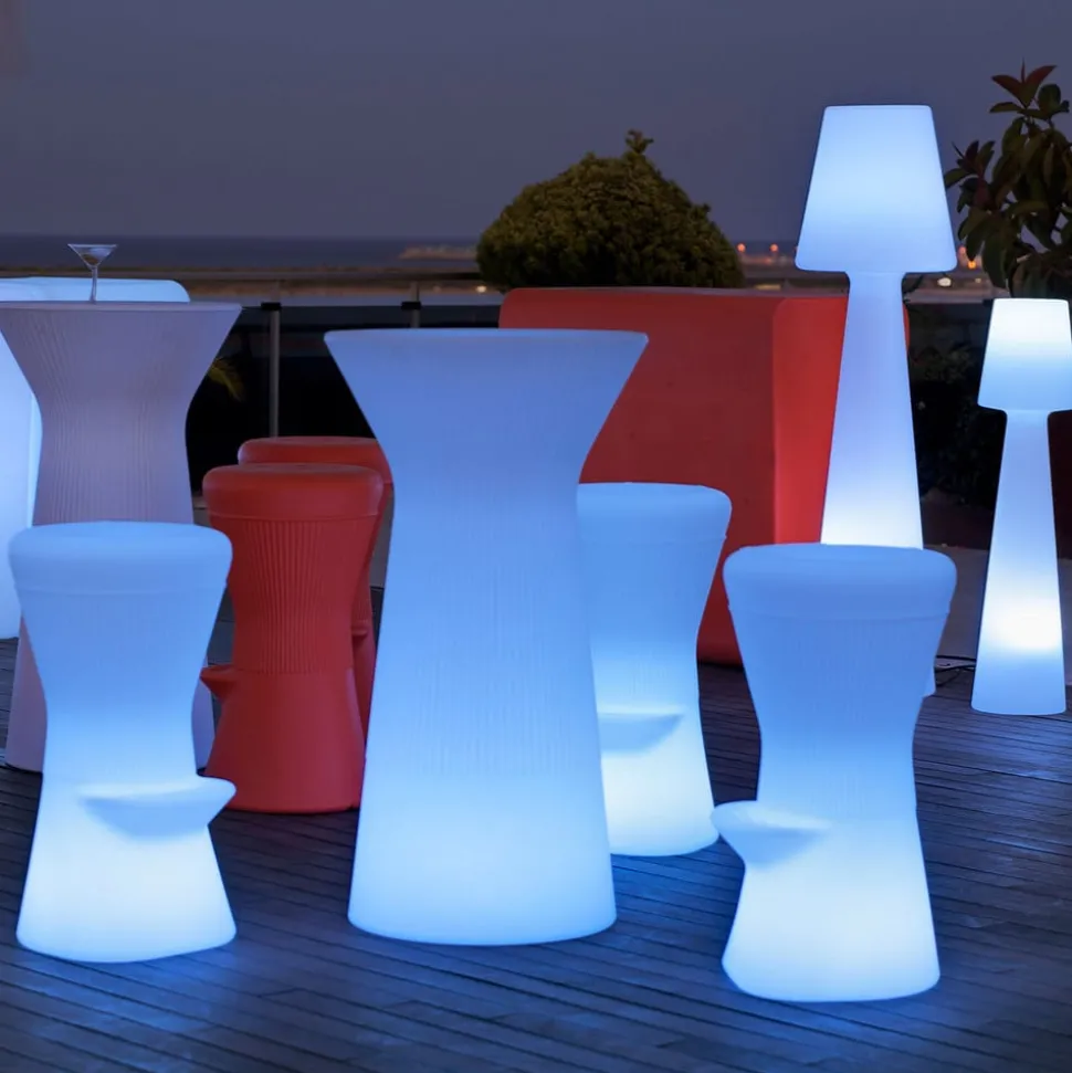 Newgarden Capri LED batteridrevet barbord, RGBW, 110 cm højt, hvid