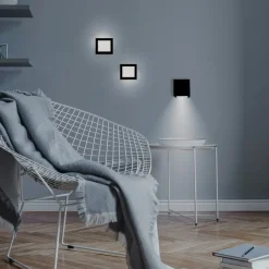 Newgarden LED-væglampe Box 8, sort, 7,5x7,5cm