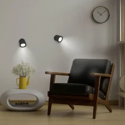 Newgarden LED-væglampe Roll 8, sort, drejelig