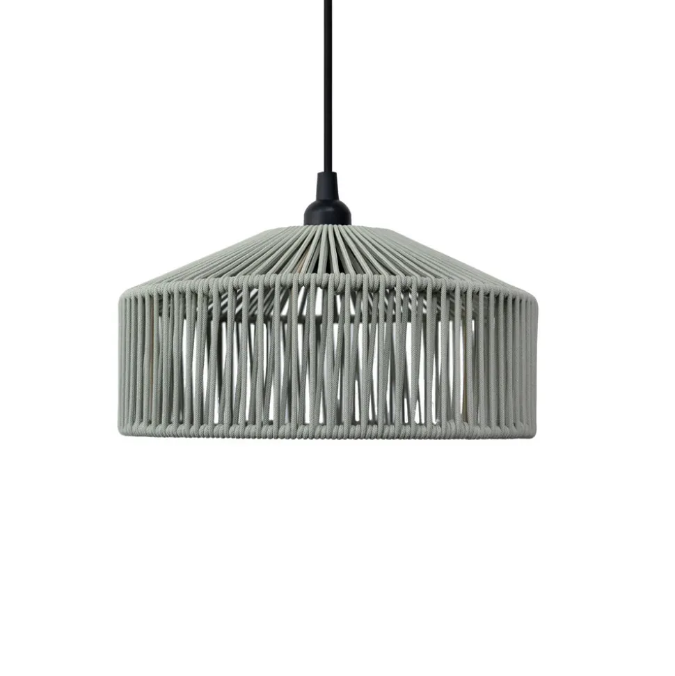 Newgarden pendellampe Calabardina, grøn, reb, Ø30cm, IP44