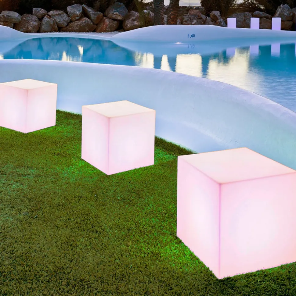 Newgarden solcellelampe Cuby cube, højde 43 cm