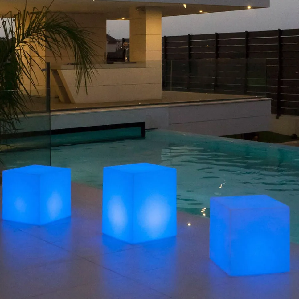 Newgarden solcellelampe Cuby cube, højde 43 cm