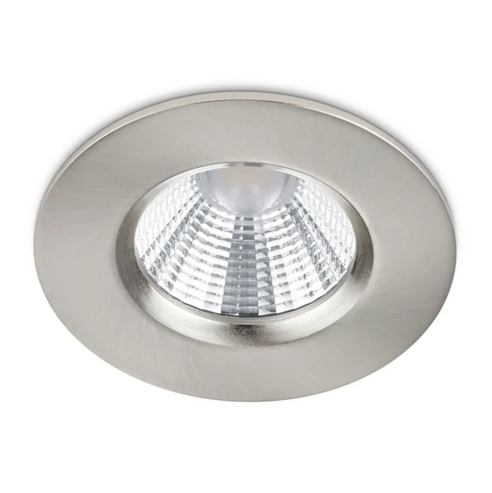 Nikkelfarvet LED-indbygningsspot Zagros, IP65