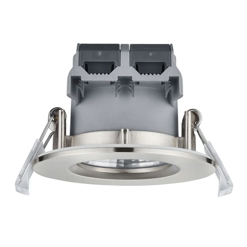 Nikkelfarvet LED-indbygningsspot Zagros, IP65