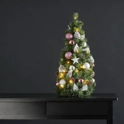 Noel LED-grankogle med sølv-/pinkfarvet dekoration