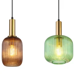 Normy pendellampe, længde 115 cm, farvet, glas, 4 lyskilder.