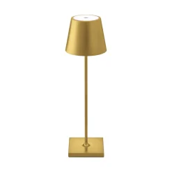 Nuindie LED genopladelig bordlampe, USB-C, guld, IP54, dæmpbar