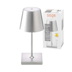 Nuindie mini LED genopladelig bordlampe, Easy Connect, sølv, dæmpbar.