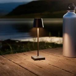 Nuindie pocket LED genopladelig bordlampe, sort, IP54, dæmpbar
