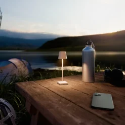 Nuindie pocket LED genopladelig bordlampe, beige, IP54, dæmpbar