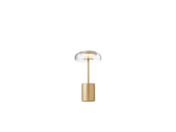 Nuura LED-batteridrevet bordlampe Blossi, højde 26 cm, guldfarvet/klar