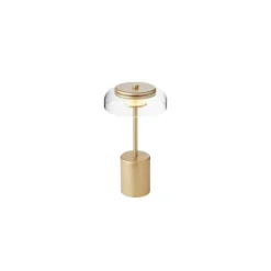 Nuura LED-batteridrevet bordlampe Blossi, højde 26 cm, guldfarvet/klar