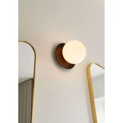 Nuura væglampe Liila 1, IP44, Ø 16,5 cm, bronze/opal