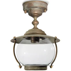 Olivia udendørs loftlampe, IP44, messing, glas