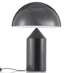 Oluce Atollo bordlampe, dæmpbar, Ø38cm, sort