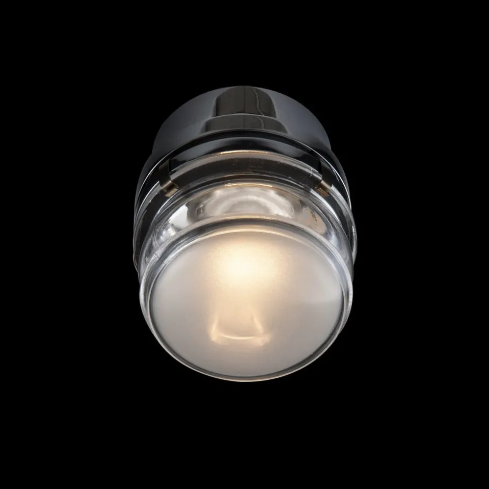 Oluce LED-væglampe Fresnel, kromfarvet, aluminium, glas, 2.700 K
