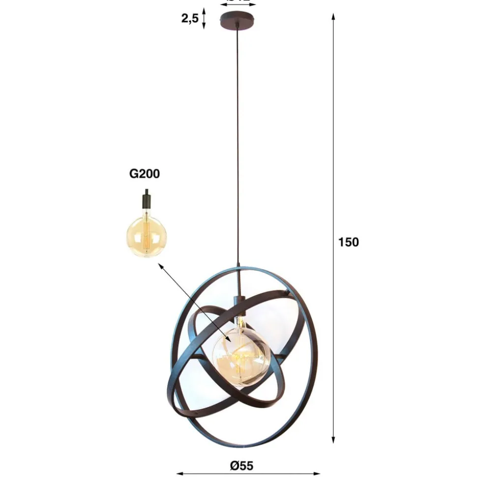 Orbit hængelampe, 3 ringe, 1 lyskilde, sort