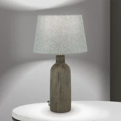Orchid bordlampe, brun/grå, højde 53,5 cm, keramik/lin