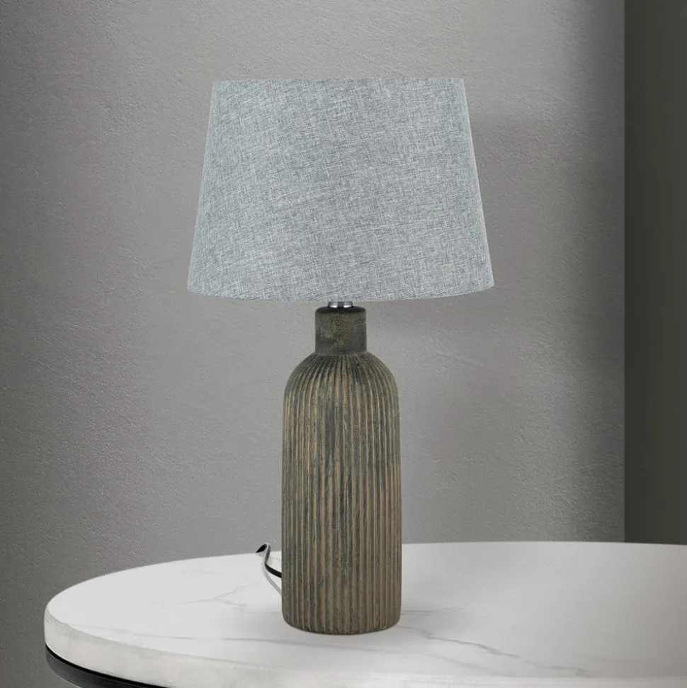 Orchid bordlampe, brun/grå, højde 53,5 cm, keramik/lin