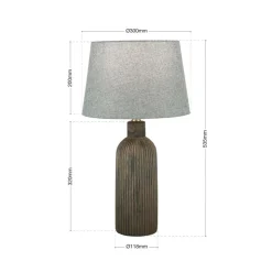 Orchid bordlampe, brun/grå, højde 53,5 cm, keramik/lin
