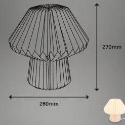 Origami bordlampe af hvidt papir, 27x26cm