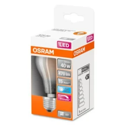 OSRAM Classic A LED-pære E27 5W 4.000K mat dæmpbar