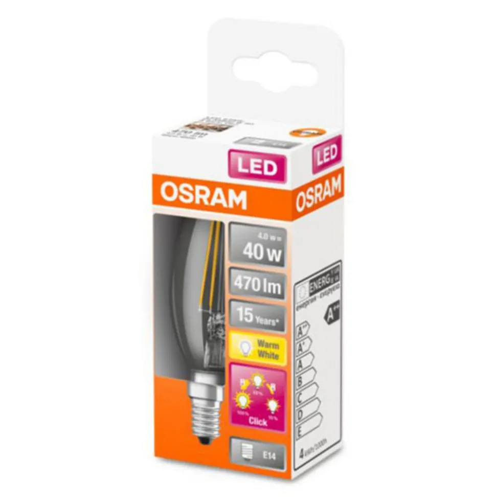 OSRAM Classic B LED-pære E14 4W 827 dæmpbar 3 trin