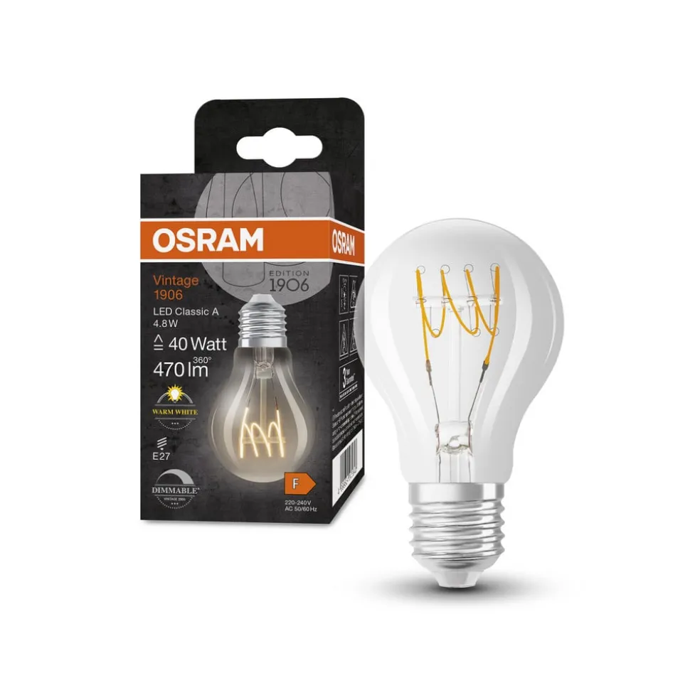 OSRAM Classic LED-pære E27 4,8 W 827 filament dimm