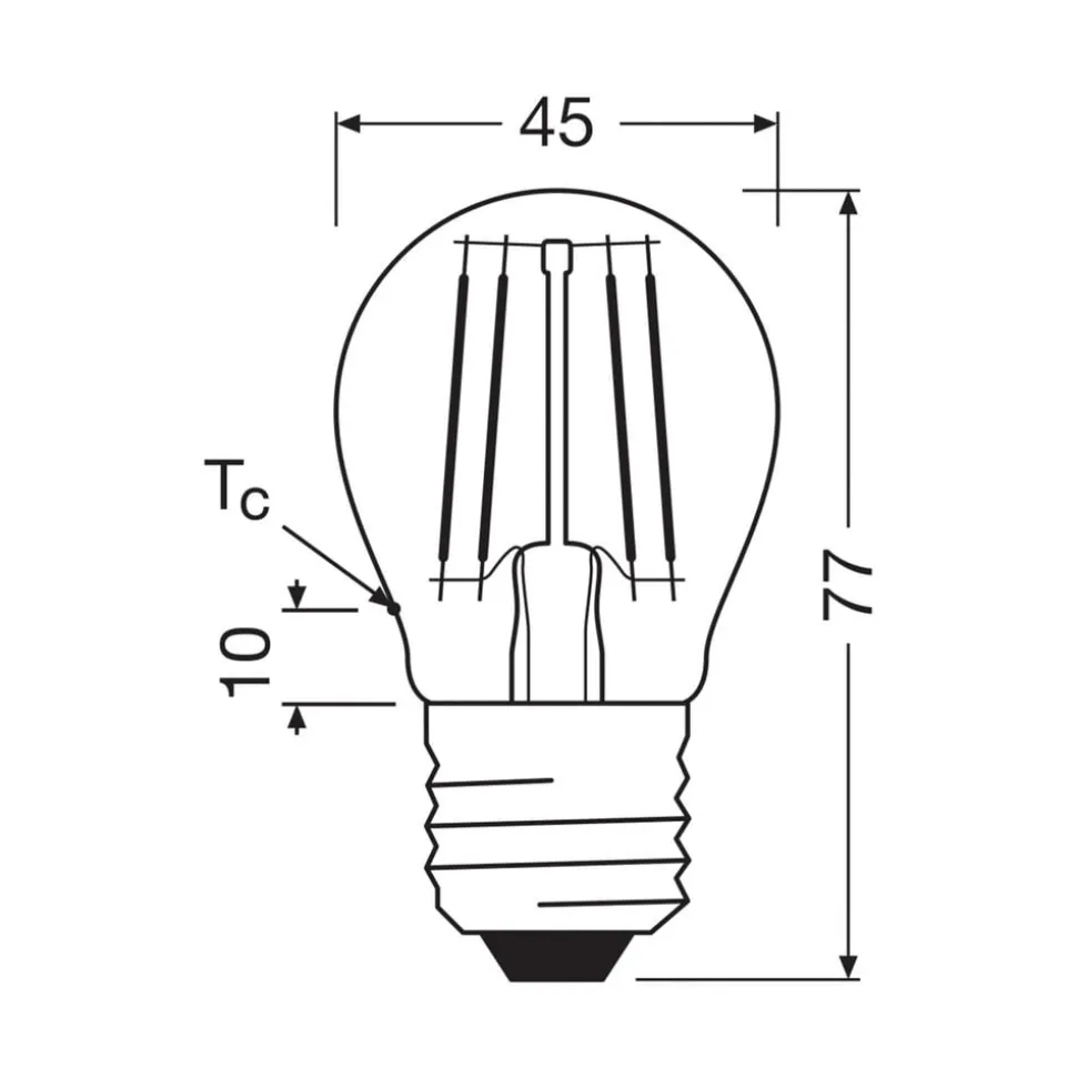 OSRAM LED-filamentpære drop E27 1,2W filament 2700K 255lm