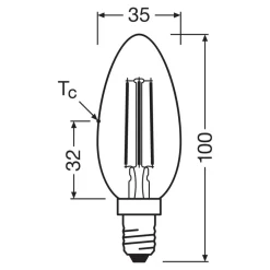 OSRAM LED-filamentpære E14 3,8W 2700K 806lm