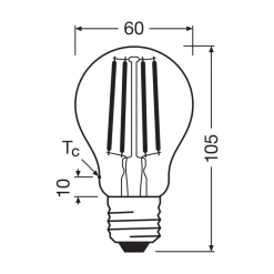 OSRAM LED glødepære E27 5W filament 2,700K 1055lm 2-pack