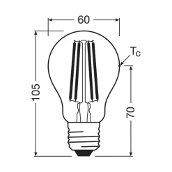 OSRAM LED glødepære E27 2,2W filament 4.000K 470lm 2-pak