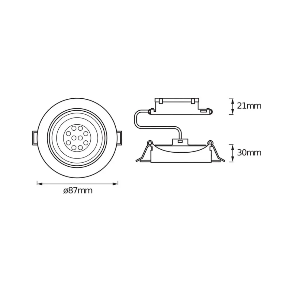 OSRAM LED-indbygningsspot, 3-pak, nikkel, Ø 9 cm, metal 827 dæmpbar