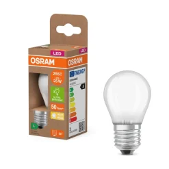 OSRAM LED-pære dråbe E27 1,2W mat 2.700K 255lm