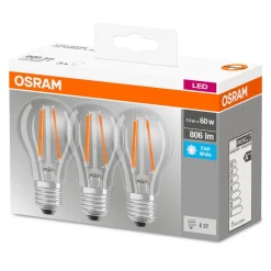 OSRAM LED-pære E27 Classic fil. 840 6,5 W, klar, 3