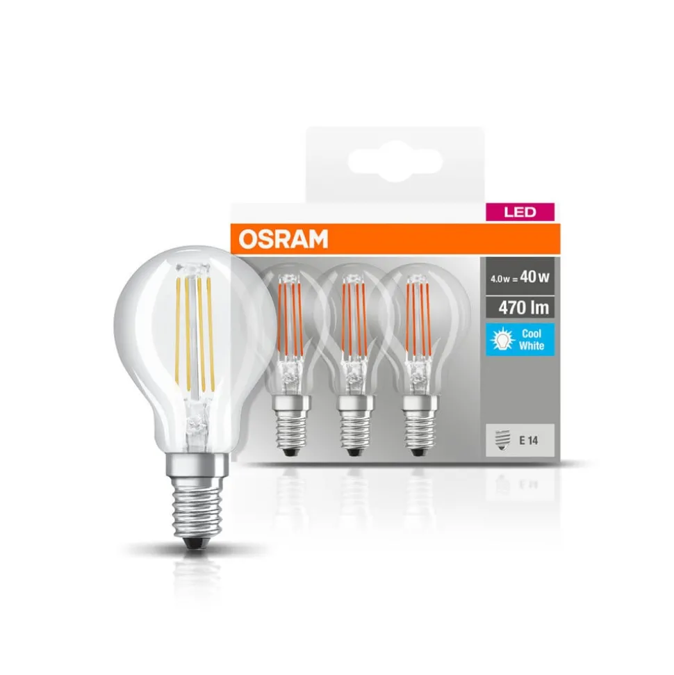 OSRAM LED-pære E14 P40 4 W filament 840 470 lm 3