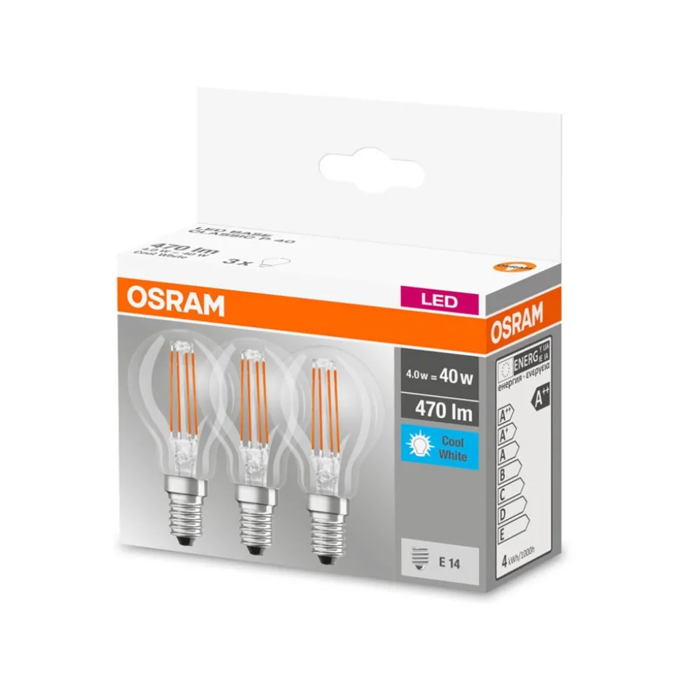 OSRAM LED-pære E14 P40 4 W filament 840 470 lm 3