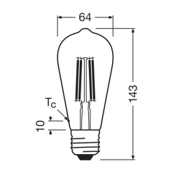 OSRAM LED-pære E27 2,2W Filament 2,700K