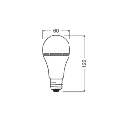OSRAM LED-pære E27 8W mat 2700K genopladeligt batteri nødlys