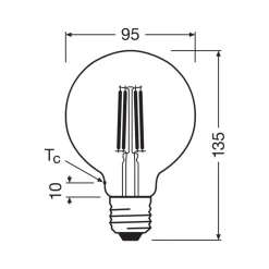 OSRAM LED-pære Globe G95 E27 5W Filament 2,700K
