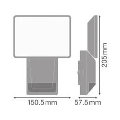 OSRAM LED-sensor-udendørs spotlampe ENDURA PRO FLOOD, grå, 15 W