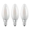 OSRAM LED-stearinlys E14 Classic B 4,2W 2.700K mat 3 stk